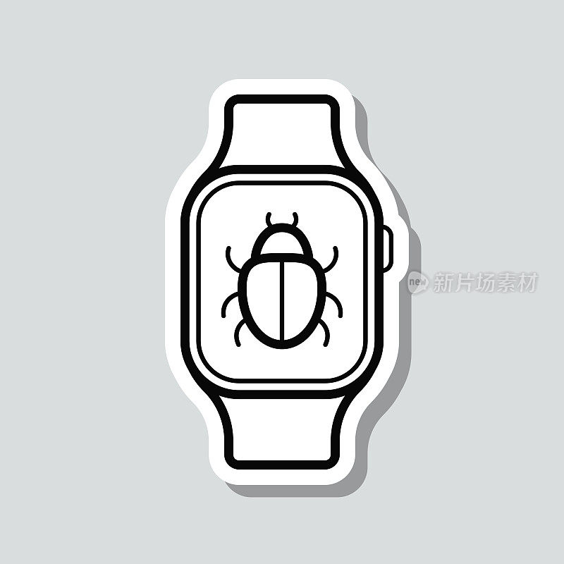 Smartwatch bug。图标贴纸在灰色背景